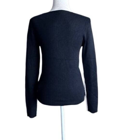 Commense Knit Top Long Sleeve Black White Reversible Sweater SZ L NEW - Picture 2 of 11